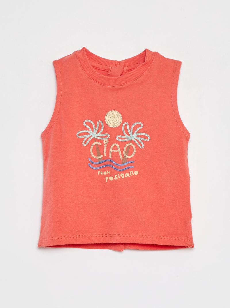 Camiseta sin mangas estampada ROJO - Kiabi