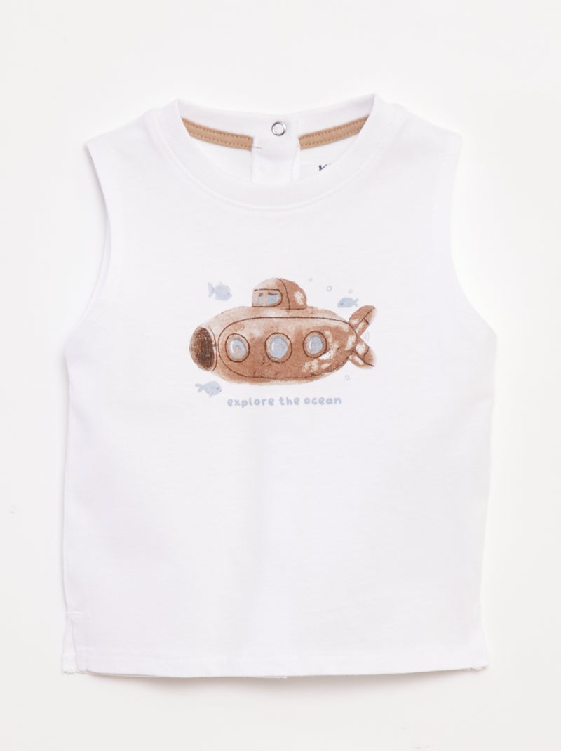 Camiseta sin mangas estampada 'submarino' Blanco - Kiabi