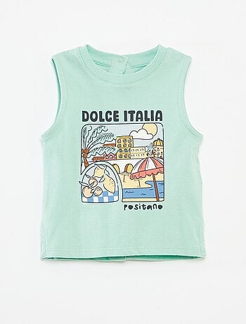 Camiseta sin mangas estampada