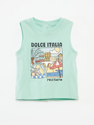Camiseta sin mangas estampada