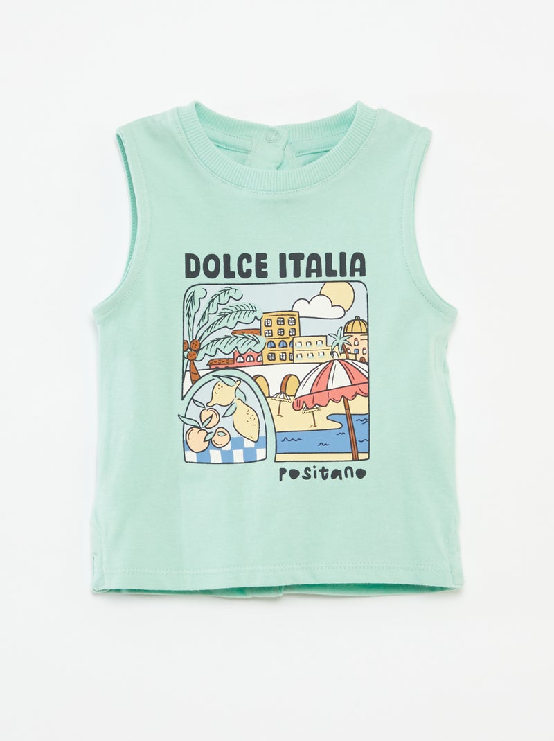 Camiseta sin mangas estampada VERDE - Kiabi