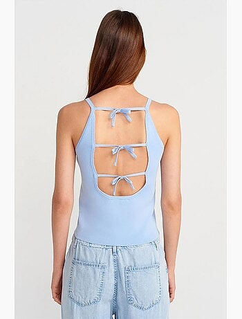 Camiseta sin mangas halter de punto con lazo dilvin