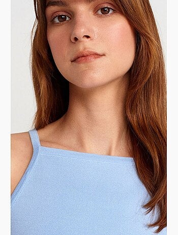 Camiseta sin mangas halter de punto con lazo dilvin