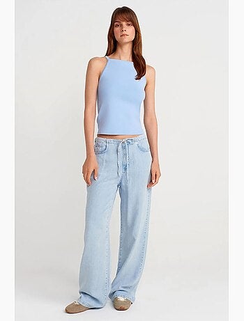 Camiseta sin mangas halter de punto con lazo dilvin