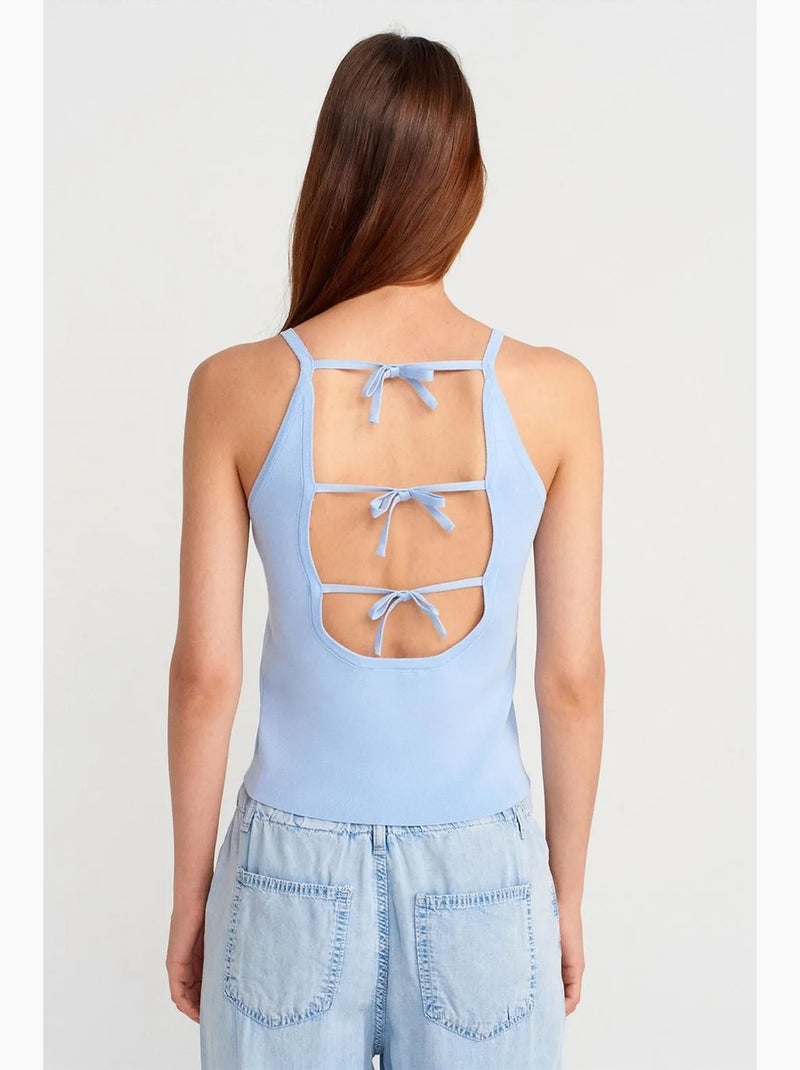 Camiseta sin mangas halter de punto con lazo dilvin Azul cielo - Kiabi