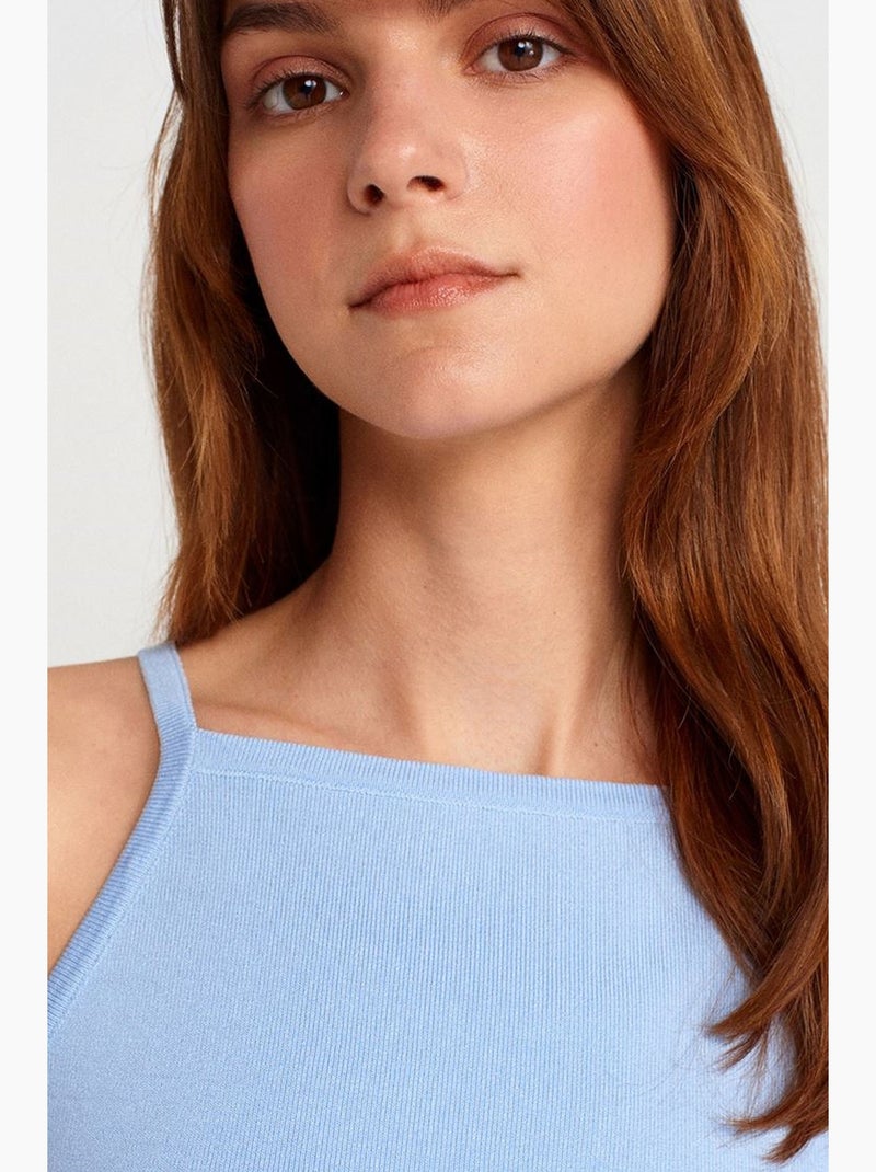 Camiseta sin mangas halter de punto con lazo dilvin Azul cielo - Kiabi