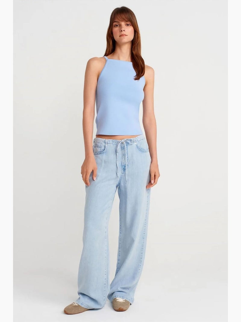 Camiseta sin mangas halter de punto con lazo dilvin Azul cielo - Kiabi