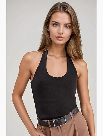Camiseta sin mangas halter de punto hiccup