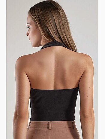 Camiseta sin mangas halter de punto hiccup