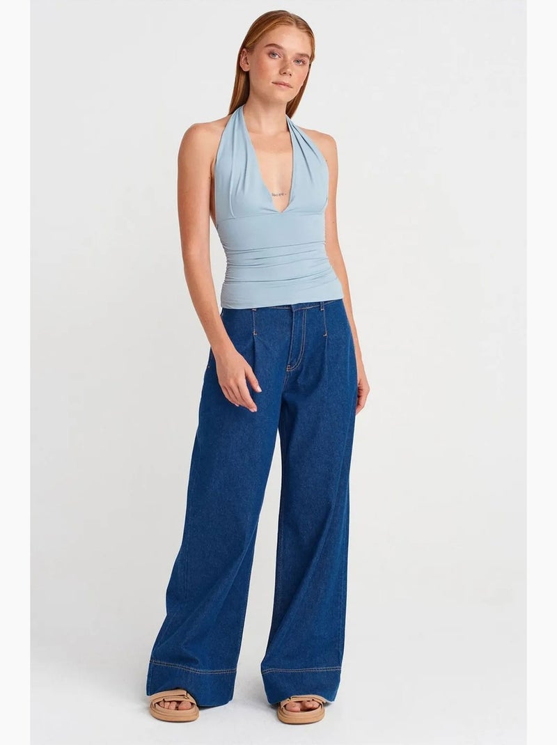 Camiseta sin mangas halter dilvin Azul cielo - Kiabi