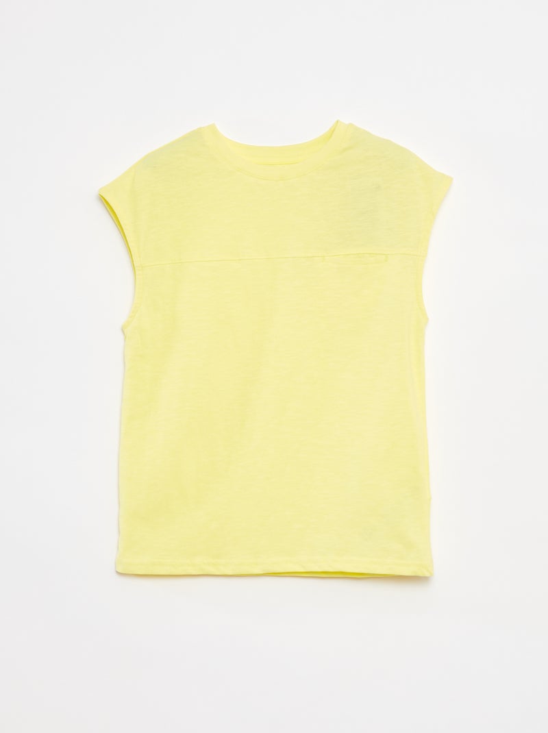 Camiseta sin mangas holgada con detalle en el pecho AMARILLO - Kiabi