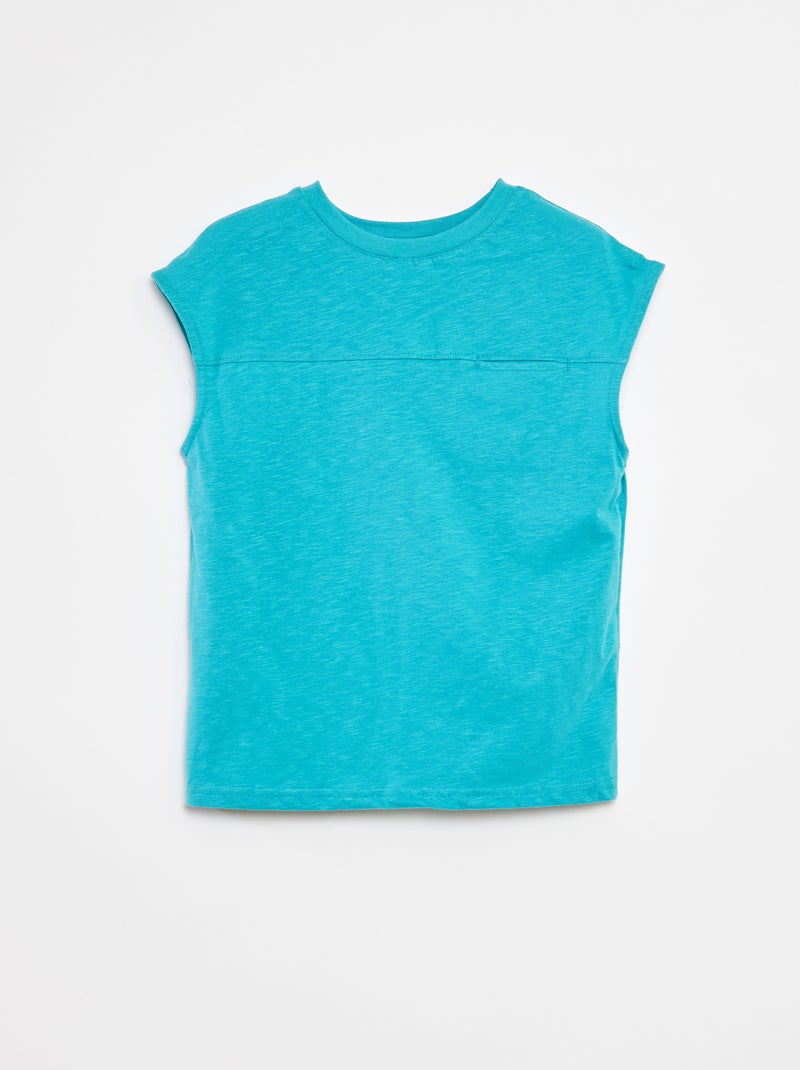Camiseta sin mangas holgada con detalle en el pecho AZUL - Kiabi