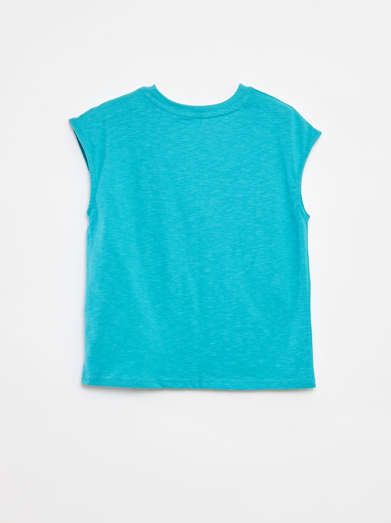 Camiseta sin mangas holgada con detalle en el pecho AZUL - Kiabi