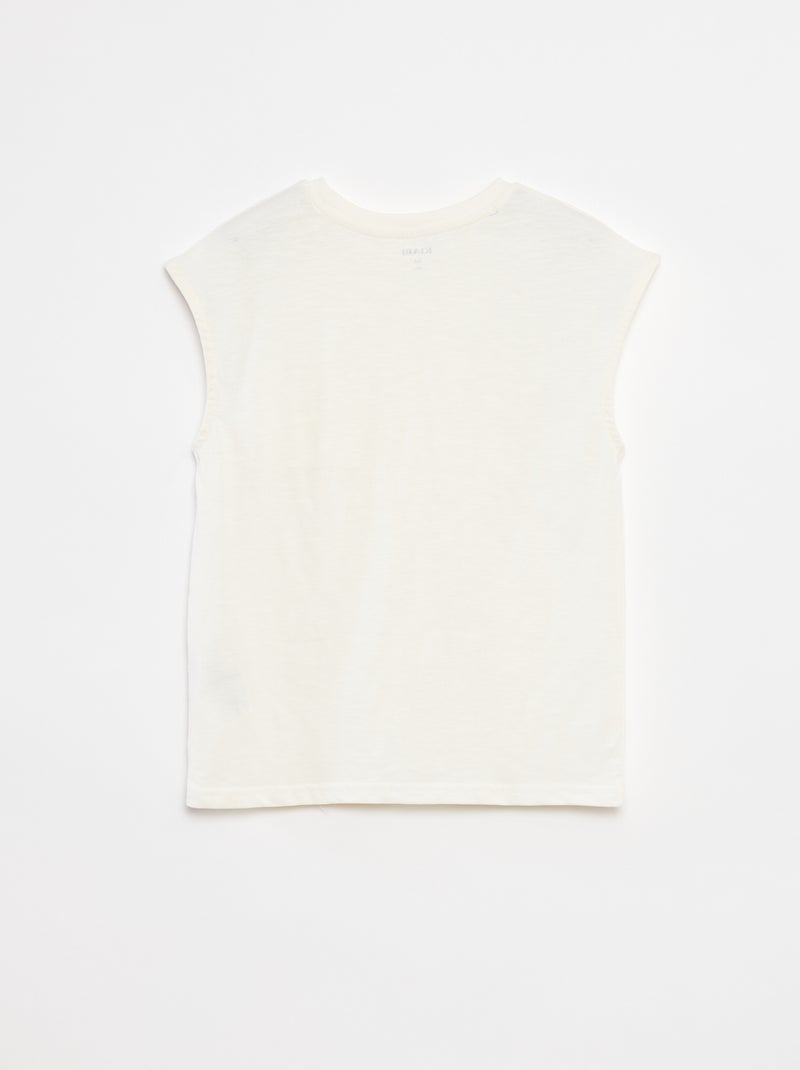 Camiseta sin mangas holgada con detalle en el pecho BEIGE - Kiabi