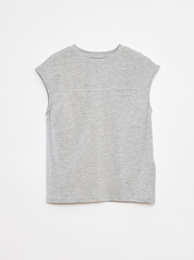 Camiseta sin mangas holgada con detalle en el pecho GRIS - Kiabi