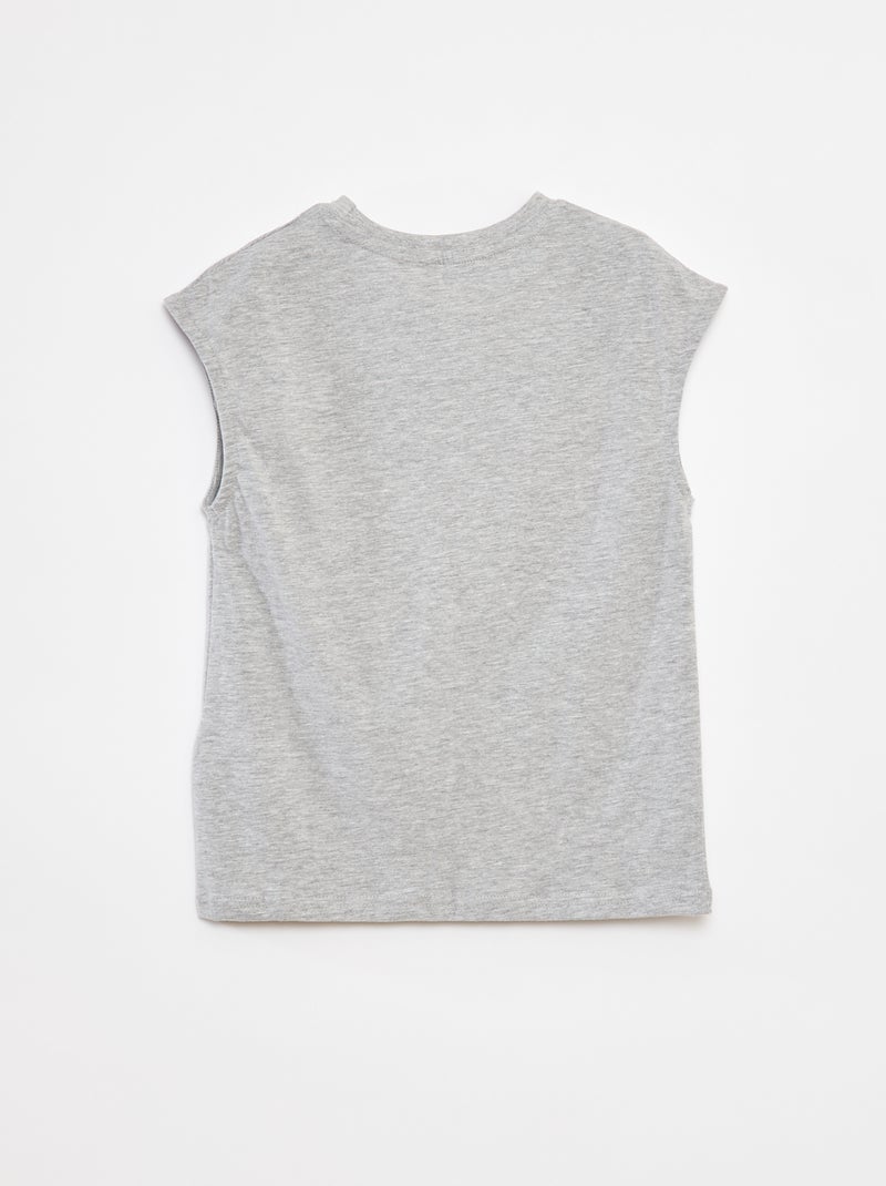 Camiseta sin mangas holgada con detalle en el pecho GRIS - Kiabi