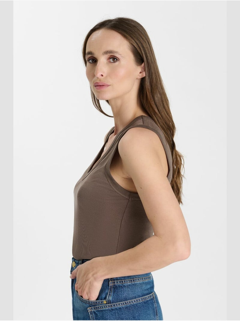 Camiseta sin mangas Karine «Le temps des cerises» Marrón - Kiabi