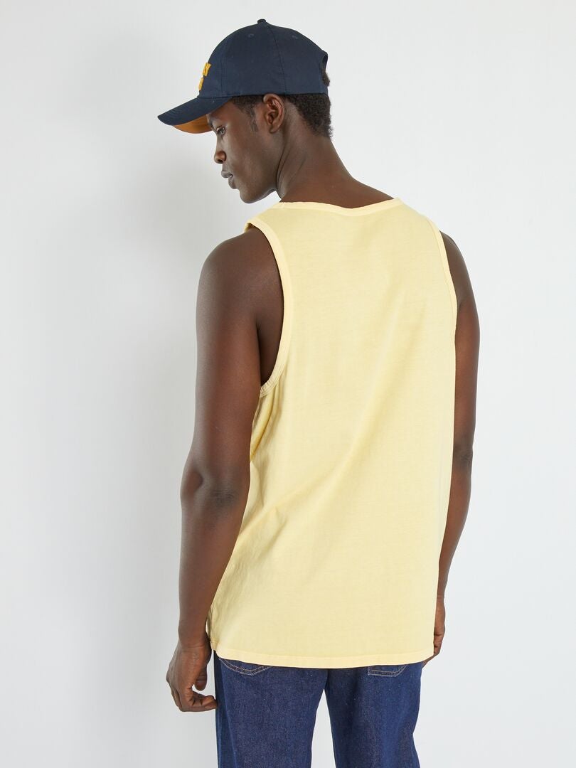 Camiseta sin mangas lisa con cuello redondo amarillo oro - Kiabi