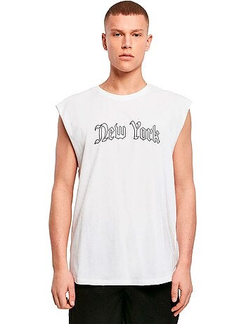 Camiseta sin mangas new york wording sin mangas para hombre - mister tee
