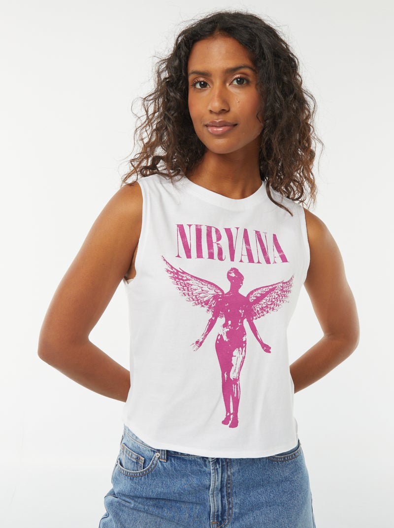 Camiseta sin mangas 'Nirvana' blanco - Kiabi