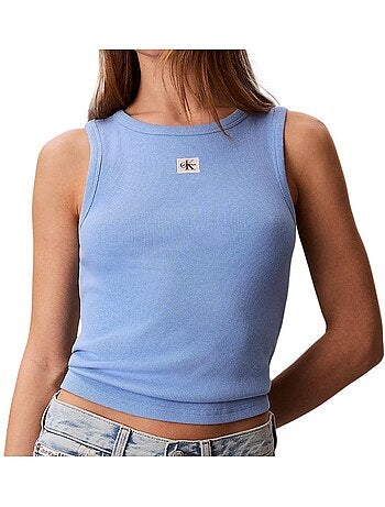 Camiseta sin mangas para mujer calvin klein jeans con etiqueta tejida