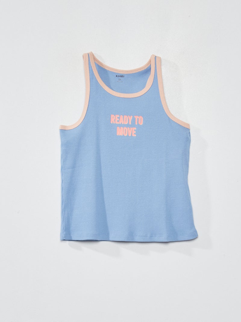 Camiseta sin mangas 'Ready to move' AZUL - Kiabi