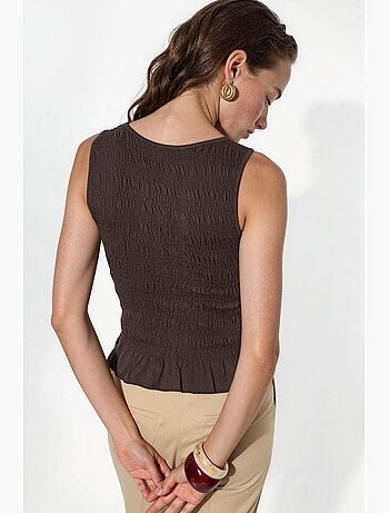 Camiseta sin mangas texturizada con volantes busem