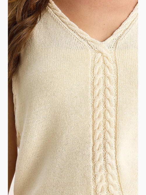 Camiseta sin mangas texturizada escote pico detalle elástico lucci - Kiabi