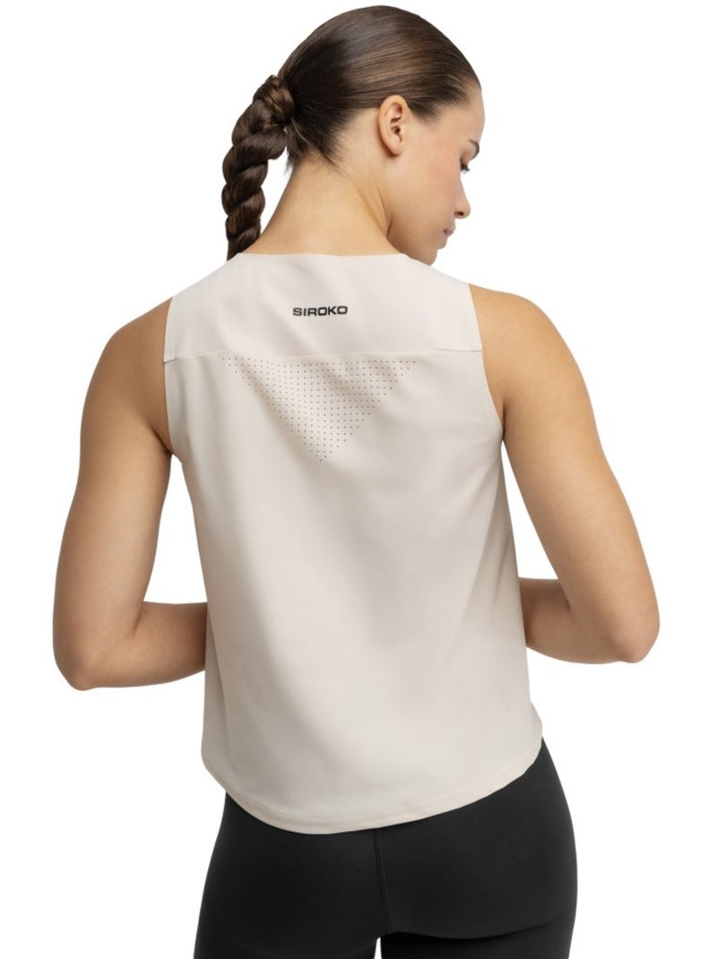 Camiseta sin mangas trail running mujer senderismo mujer volt stone Beige - Kiabi