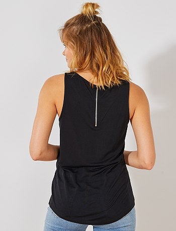 Mujer talla 34 a 48 - Camiseta sin mangas vaporosa con cremallera trasera - Kiabi
