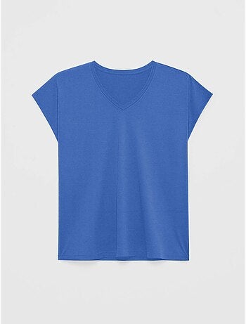 Camiseta sisa con escote pico en algodón y modal