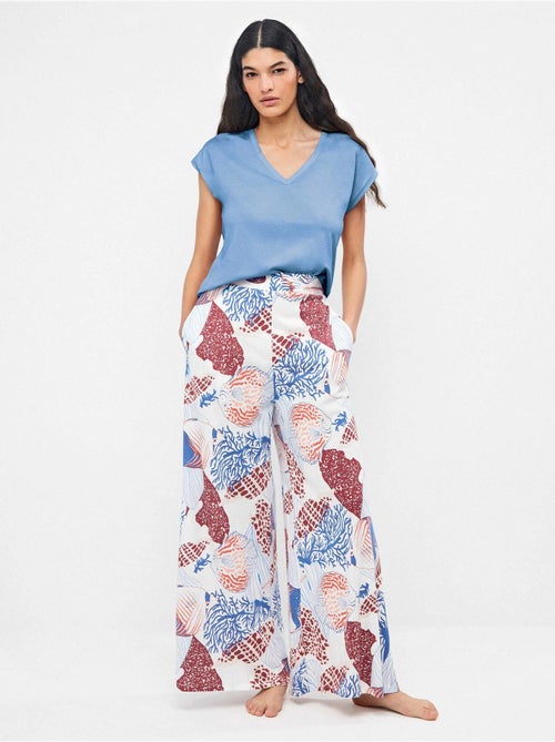 Camiseta sisa con escote pico en algodón y modal - Kiabi