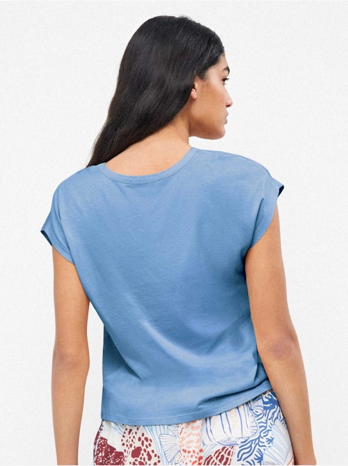 Camiseta sisa con escote pico en algodón y modal - Kiabi
