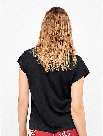 Camiseta sisa con escote pico en algodón y modal