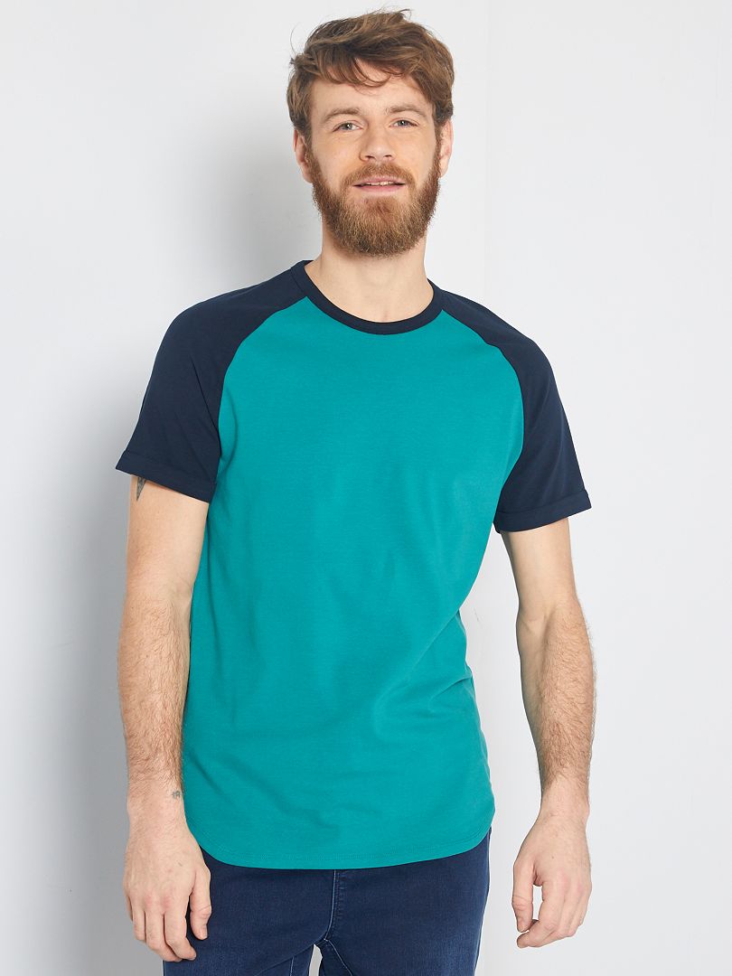 Camiseta slim bicolor 'Eco-concepción' AZUL - Kiabi