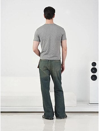 Camiseta slim fit de cuello redondo con botones giesto