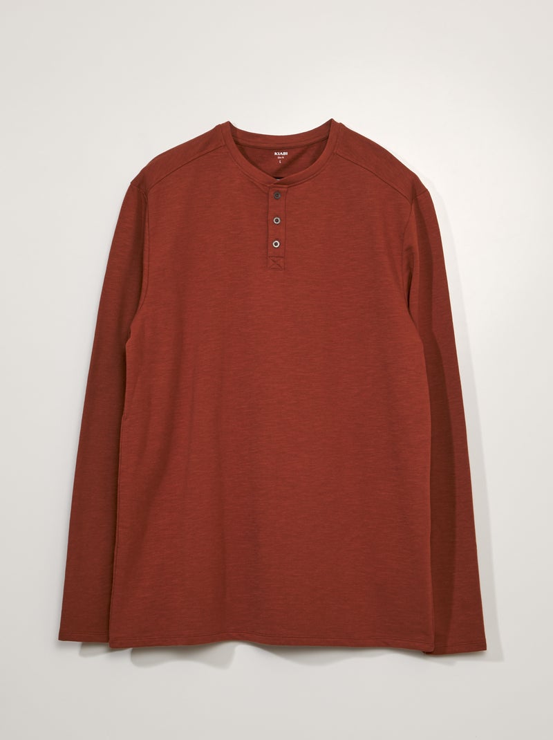 Camiseta slim fit de manga larga 1,90 m MARRON - Kiabi