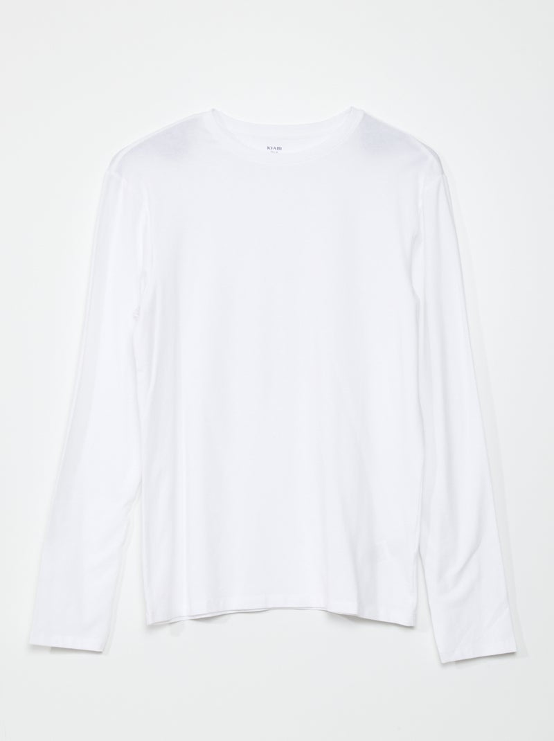 Camiseta slim fit de manga larga blanco - Kiabi