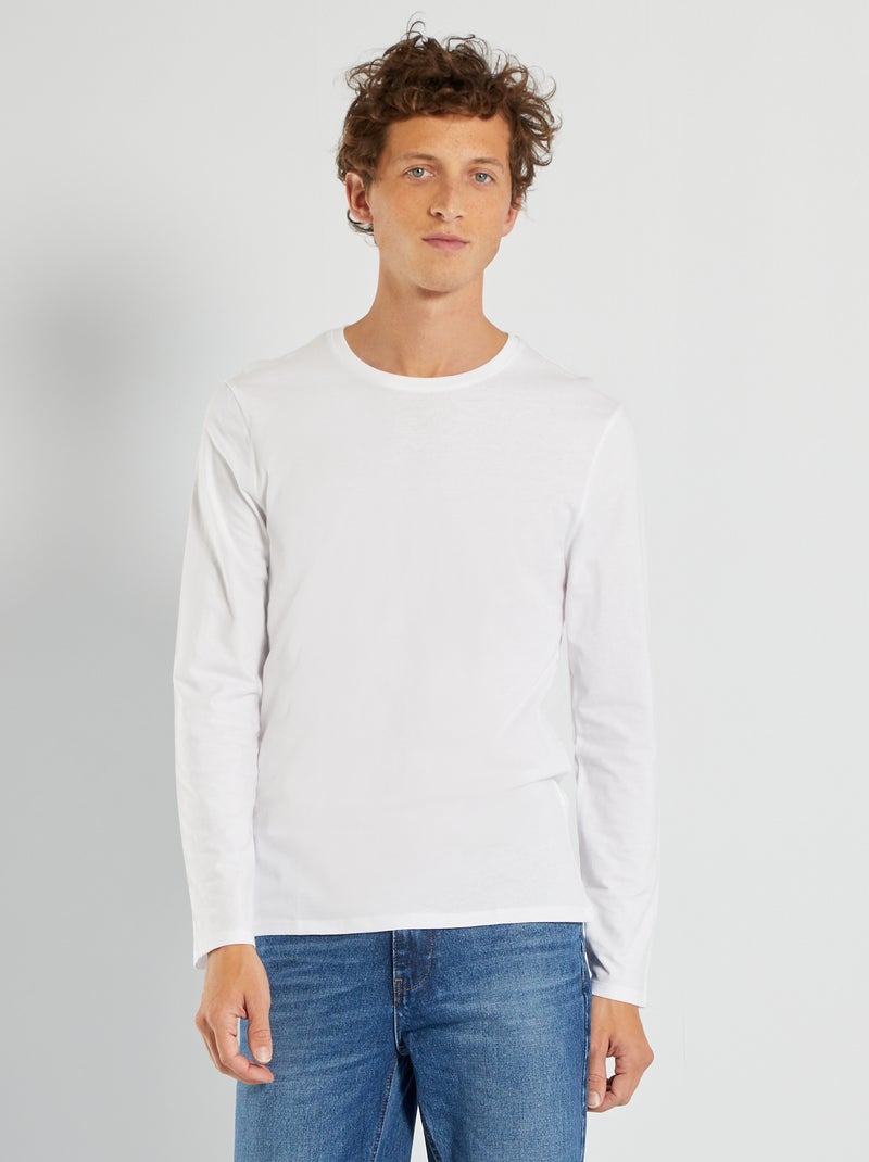 Camiseta slim fit de manga larga Blanco - Kiabi
