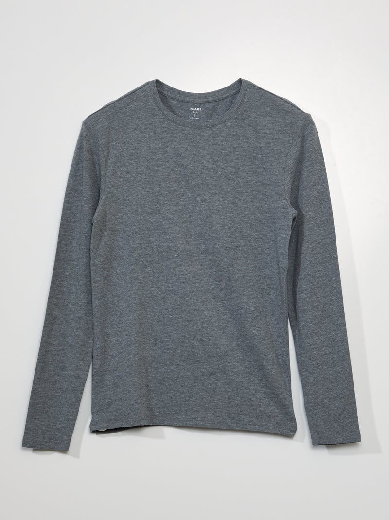 Camiseta slim fit de manga larga GRIS - Kiabi