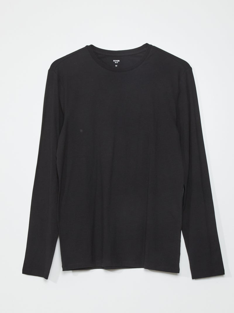 Camiseta slim fit de manga larga negro - Kiabi