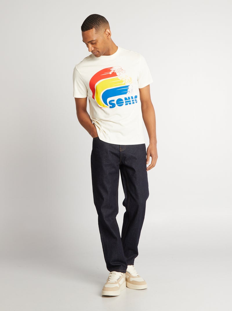Camiseta 'Sonic' con cuello redondo blanco - Kiabi