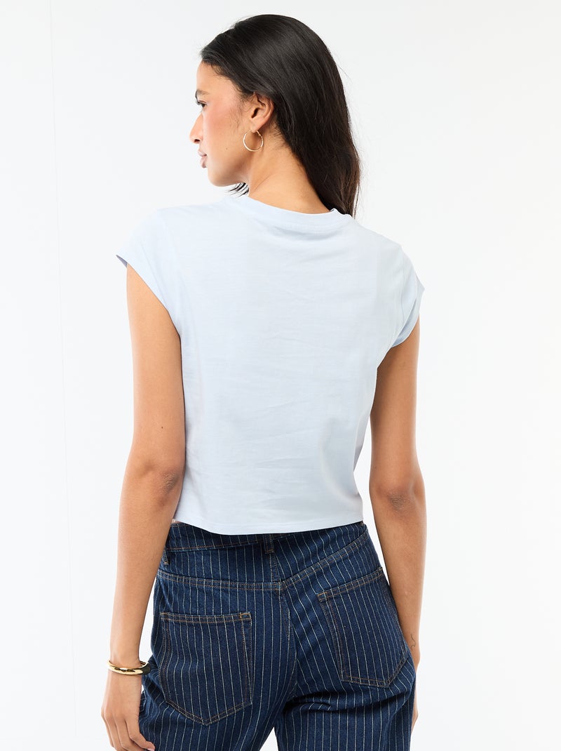 Camiseta 'Stitch' cropped Azul - Kiabi