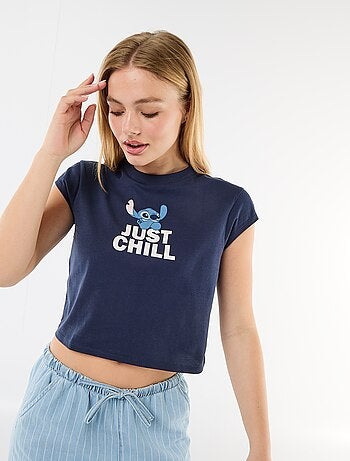 Camiseta 'Stitch' cropped 'Disney'