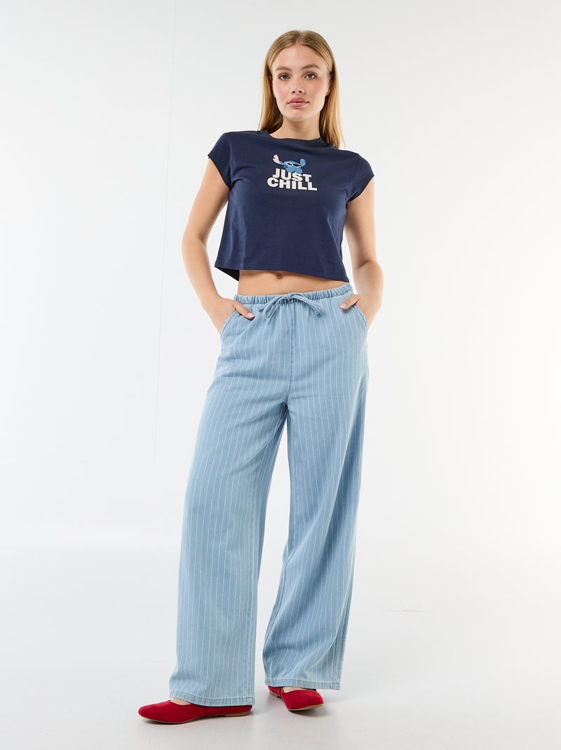 Camiseta 'Stitch' cropped 'Disney' Azul - Kiabi