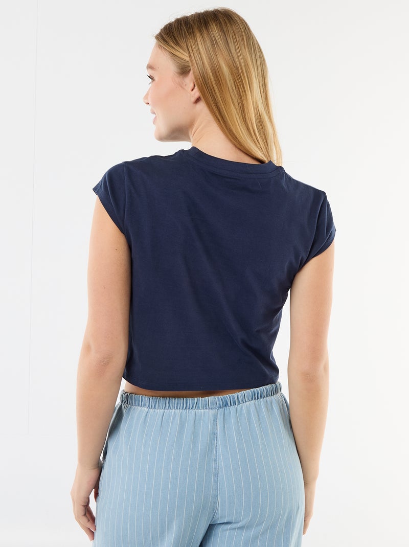 Camiseta 'Stitch' cropped 'Disney' Azul - Kiabi