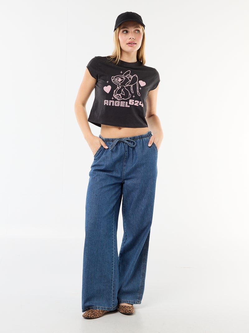 Camiseta 'Stitch' cropped 'Disney' Gris - Kiabi