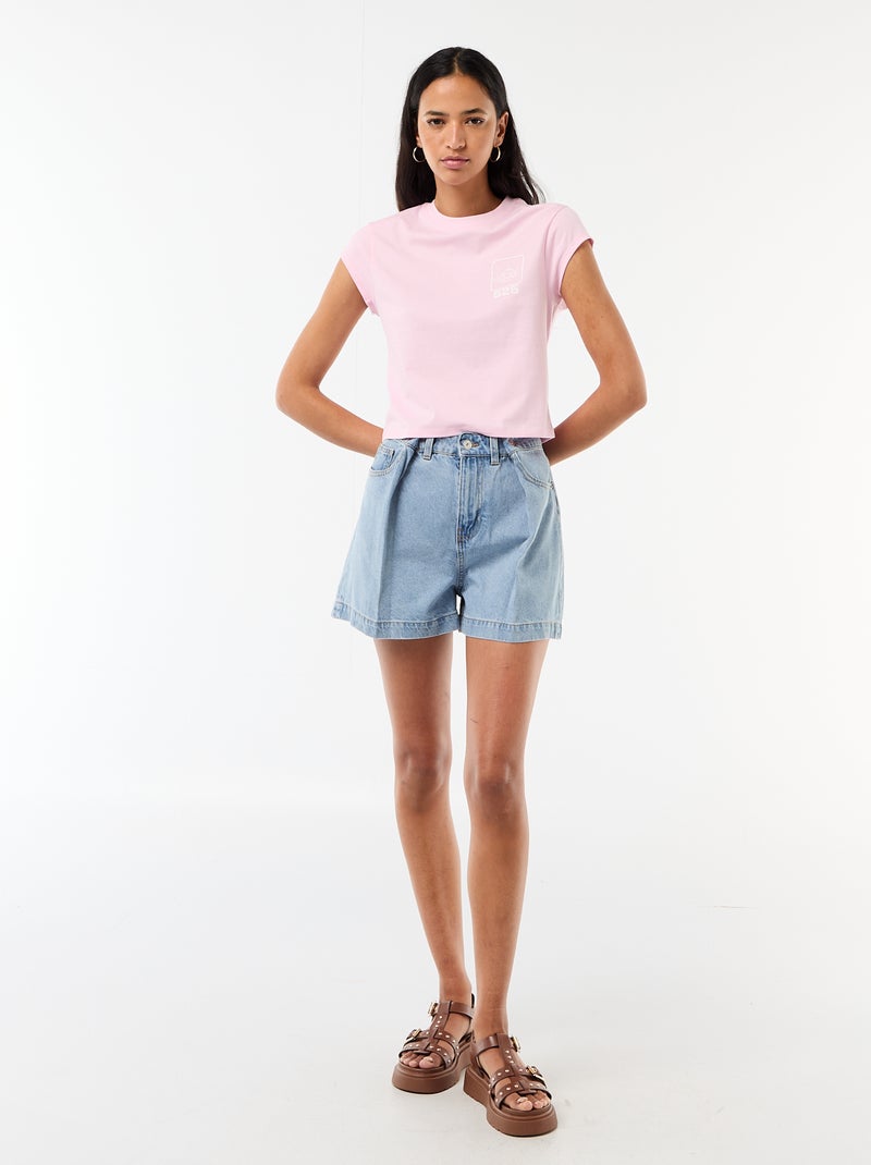 Camiseta 'Stitch' cropped 'Disney' Rosa - Kiabi