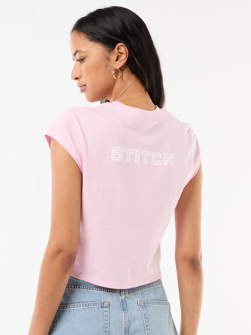 Camiseta 'Stitch' cropped 'Disney' Rosa - Kiabi