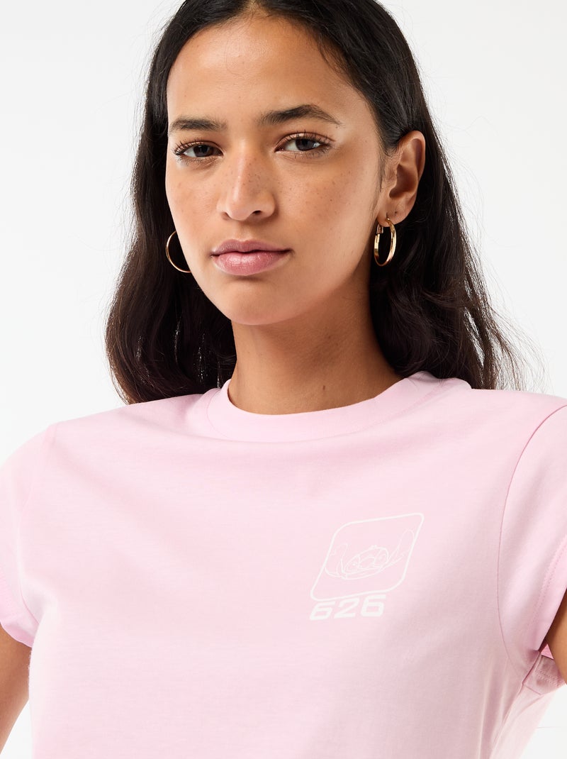 Camiseta 'Stitch' cropped 'Disney' Rosa - Kiabi